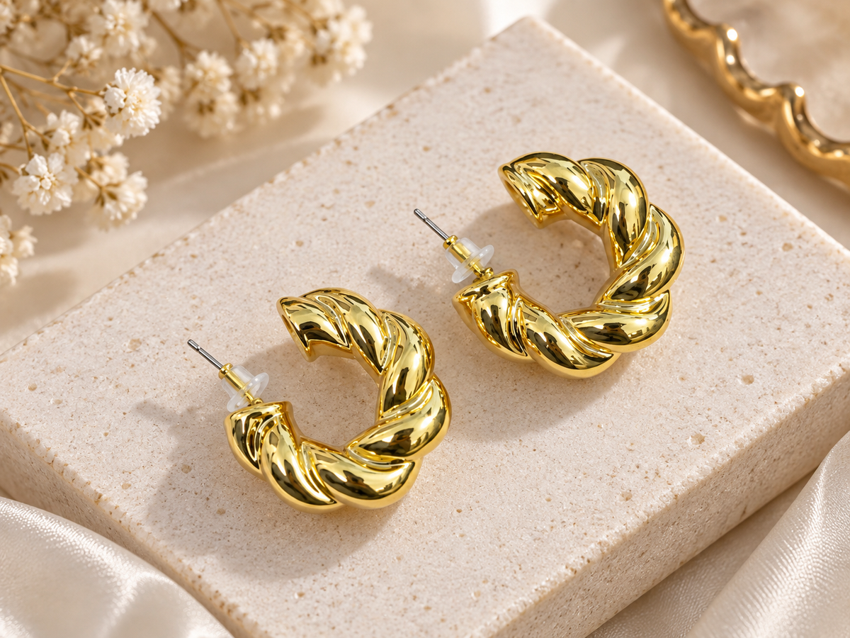 Aurelia Twist Gold Hoop Earrings
