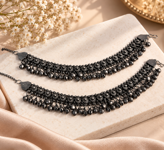 Ruhani Oxidised Anklet {Set of Two}