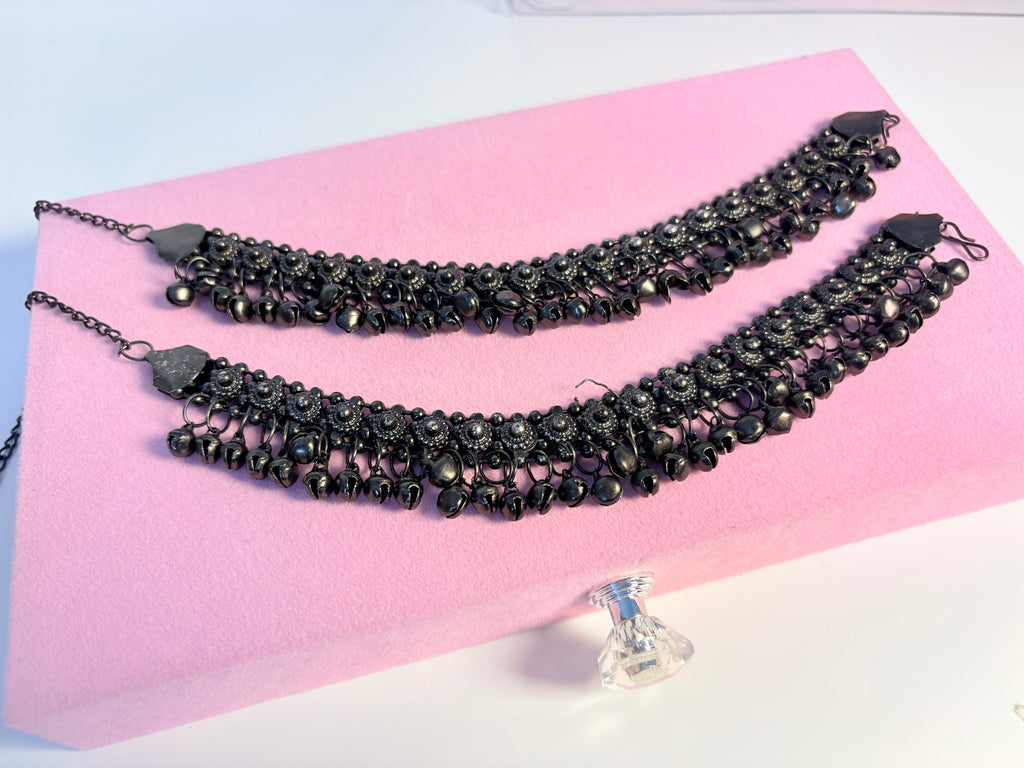 Ruhani Oxidised Anklet {Set of Two}