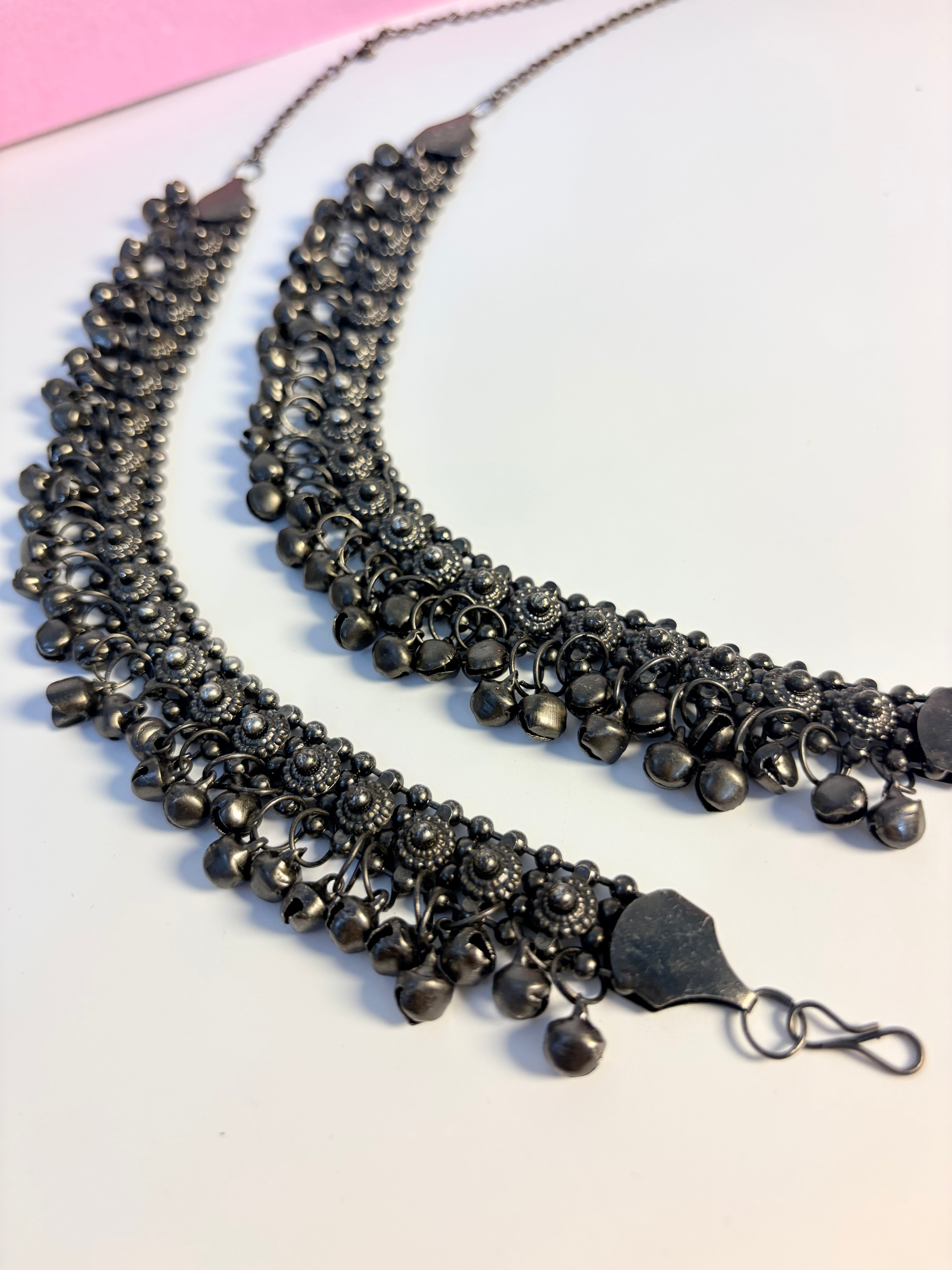 Ruhani Oxidised Anklet {Set of Two}