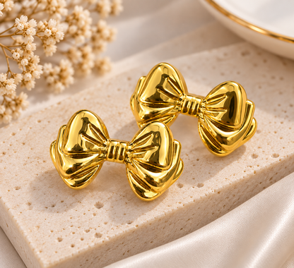 Bow Luxe Gold Earrings