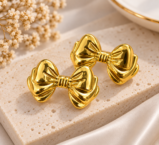 Bow Luxe Gold Earrings