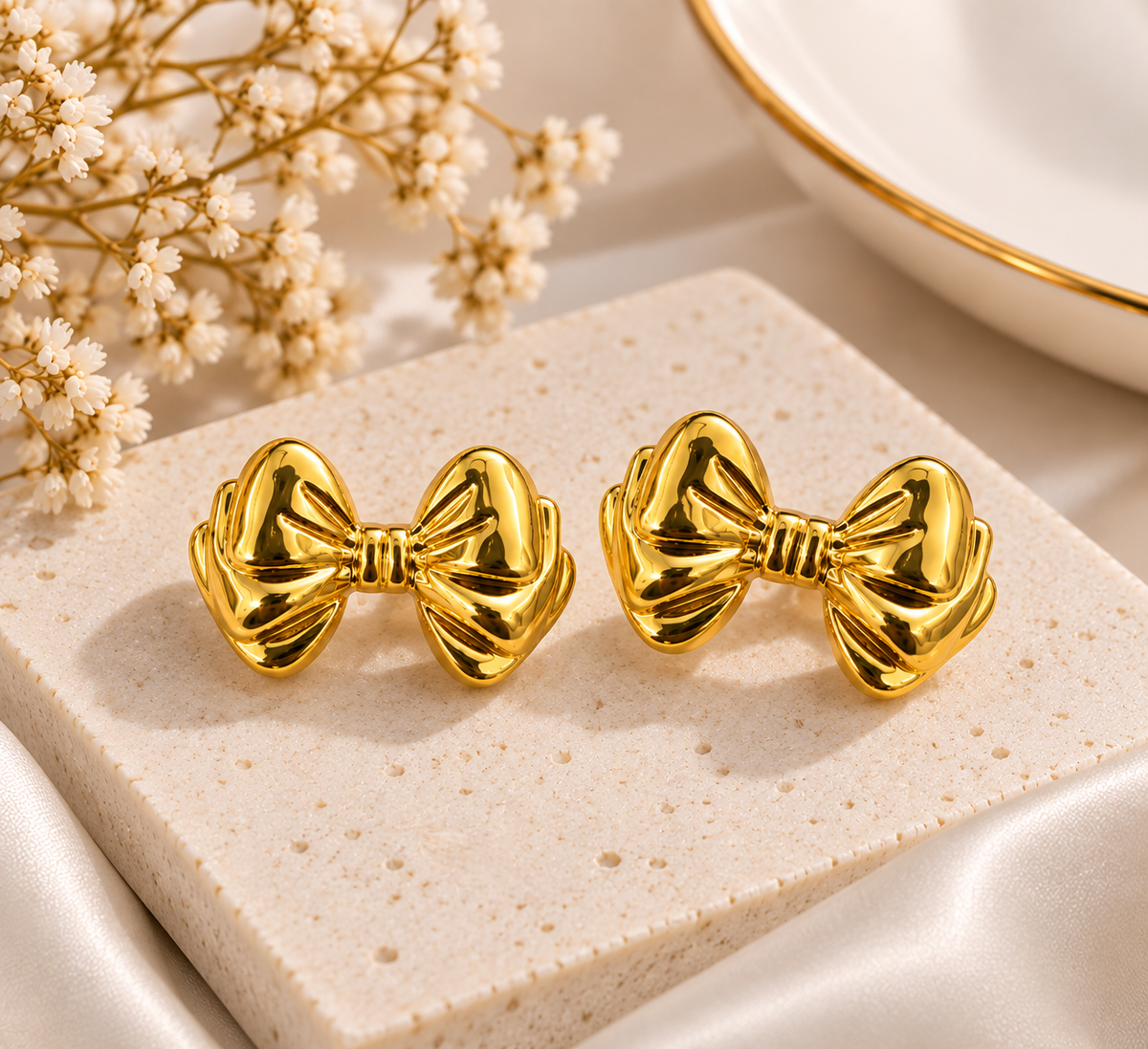 Bow Luxe Gold Earrings