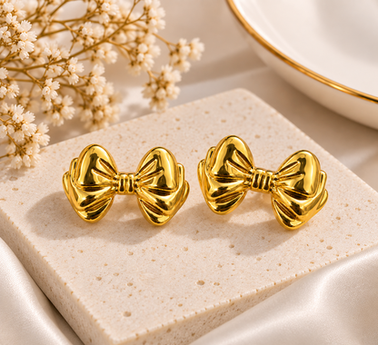 Bow Luxe Gold Earrings