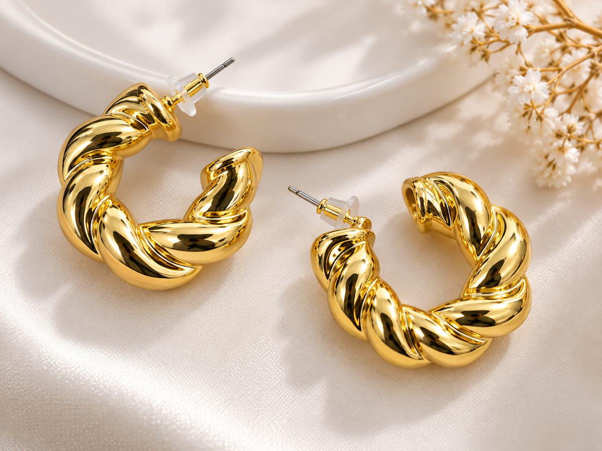 Aurelia Twist Gold Hoop Earrings