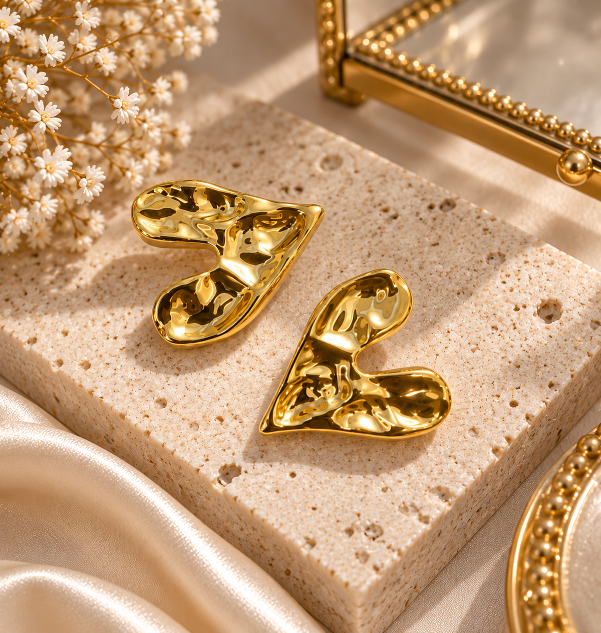 Gold Heart Earrings